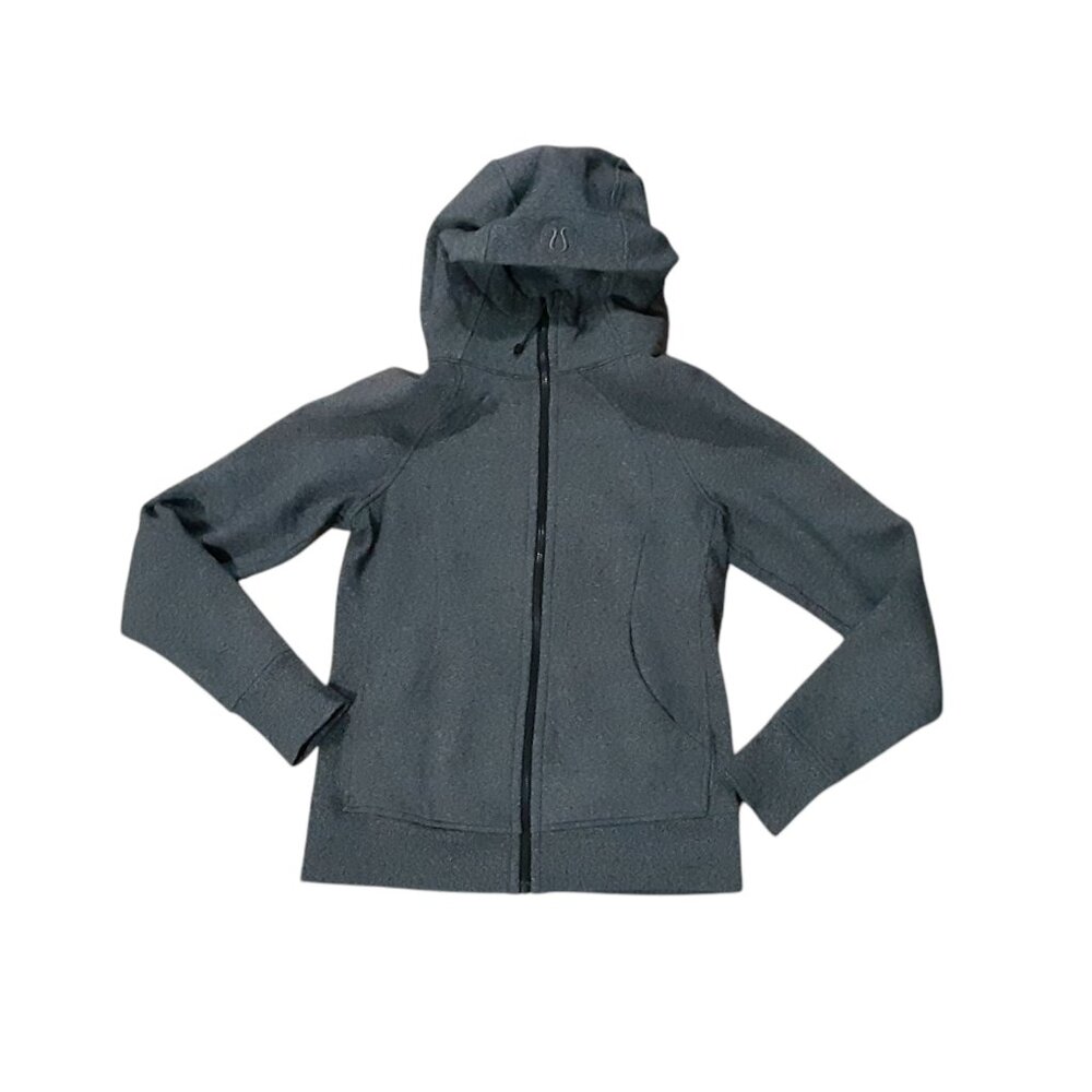 Lululemon Scuba Hoodie Classic Cotton Fleece Heathered Speckled Black Sz 8